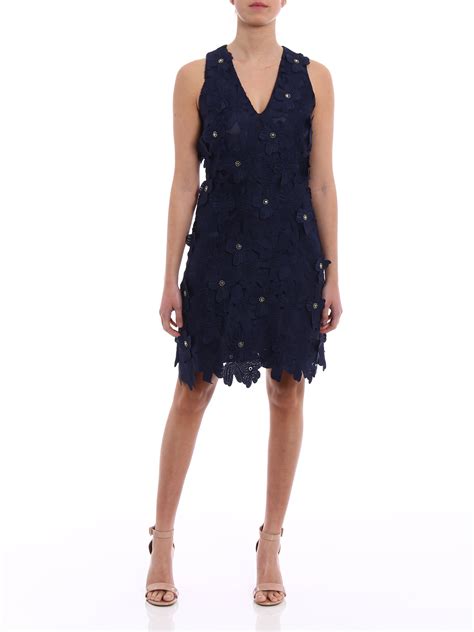 michael kors floral applique lace dress blue|Floral Appliqué Lace Dress .